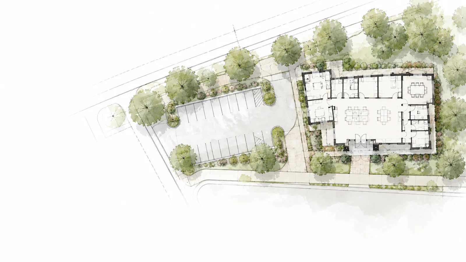 Watercolor site plan sketch